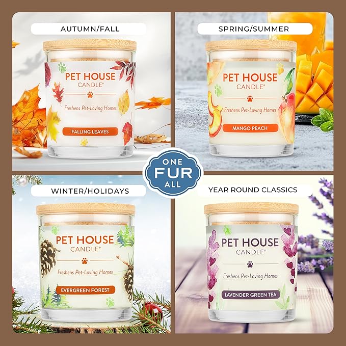 One Fur All Pet House Candles, Long Lasting, Clean Burning, Soy Wax Scented Candles for Pet Odor, Fireside
