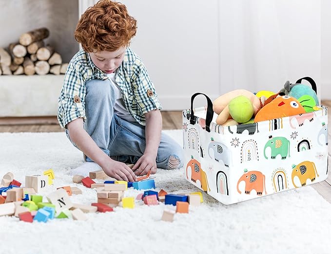 Rectangle Gift Shelf Nursery Storage Basket Laundry Hamper Storage Box and Bins for Home Clothes with Handles