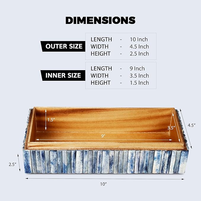 Handicrafts Home Decorative Storage Box 10x4.5 – Remote Control Holder, Jewelry Organizer, Modern Decorative Box with Lid, Boho Chic Home Décor Accent, Vintage Memory Box for Living Room Shelf Décor