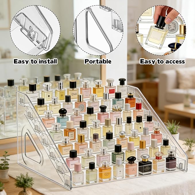 2 Pack 7 Tier Perfume Organizer Stand, Versatile Acrylic Perfume Organizer Holder Display Stand Storage Tray for Figures Makeup Nail Polish Graded Cards Organization