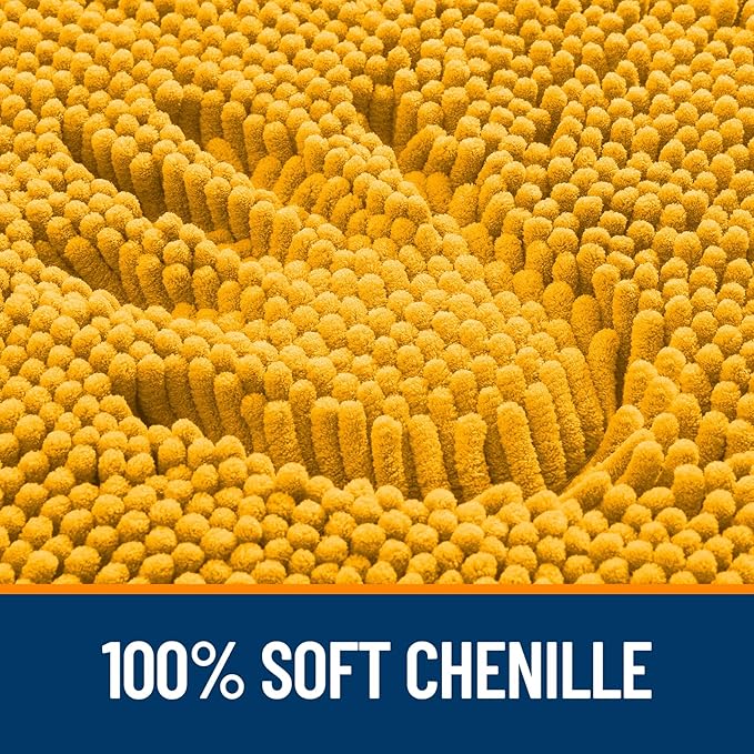OLANLY Large Bathroom Rugs 70x46, Soft Absorbent Chenille Bath Rugs, Rubber Backing Quick Dry, Machine Washable Bath Mats for Bathroom Floor, Tub and Shower, Home Decor Accessories, Golden Yellow