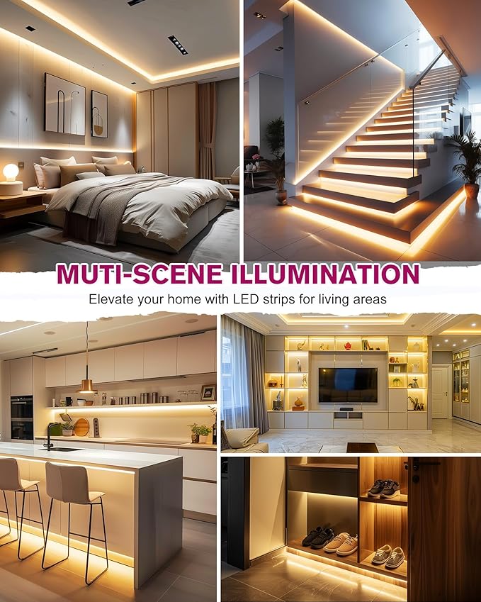 EMITEVER COB LED Strip Lights Warm White, 3000K Tape Light 16.4FT Premium High Density, DC 24V, 300+Lumens/ft,2400LEDs/Spool, Ra 90+, 3W/ft, UL Listed 5 Year Warranty (Power Supply Sold Separately)