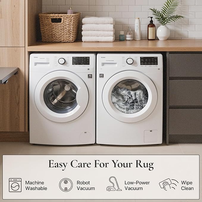 GENIMO Washable Rugs 5x7 Area Rugs for Living Room Bedroom, Modern Lightweight Rug Ultra Soft Indoor Area Rugs 5x7 for Dining Room, Low Pile Carpet with Non Slip Backing, Black White