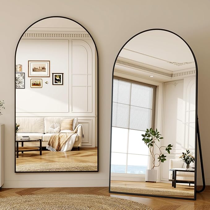86" x 40" Large Arch Full Length Mirror - Floor Full Body Mirror with Aluminum Frame - Standing, Leaning or Hanging, for Bedroom, Living Room, Black