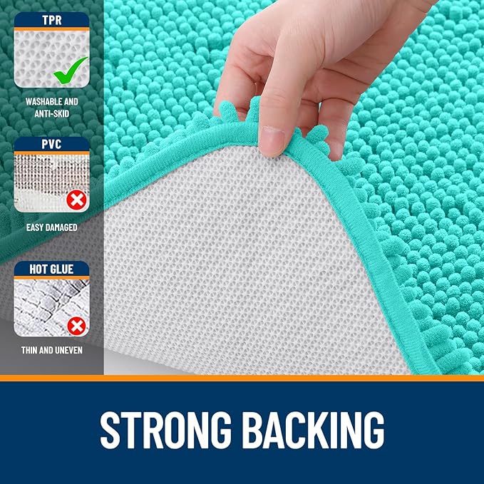 OLANLY Bathroom Runner Rugs 70x24, Extra Soft Absorbent Chenille Bath Rugs, Rubber Backing Quick Dry, Machine Washable Long Bath Mats for Bathroom Floor, Tub and Shower, Home Decor Accessories, Teal