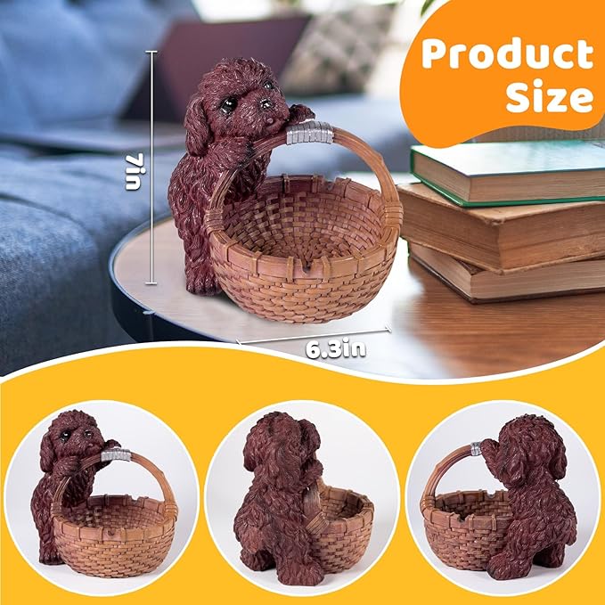 Dog Candy dish Candy bowl, key bowl for entryway table,Funny Dog Dish Key Holder Bowl,Statues for Office Desk Home Decor Entryway Table Decor Storage Basket (Teddy)
