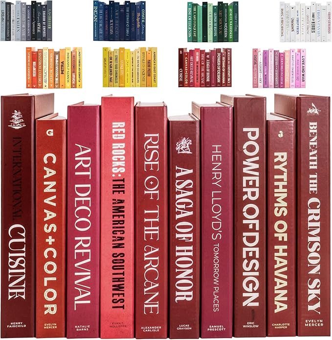 Decorative Books | Red 10 Book Set with 3 Sizes | Preassembled with Hidden Storage | Perfectly Stackable for Easy Home Staging | Book Decor to Elevate Your Space | Home Decor Made Simple!