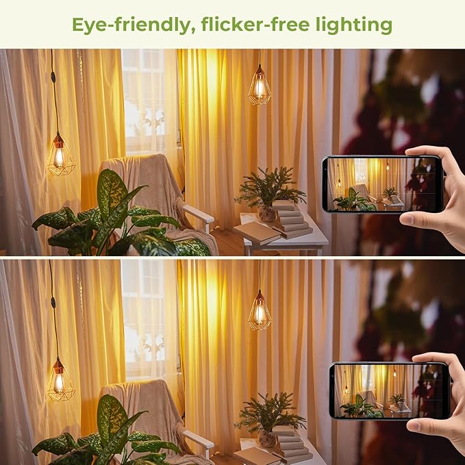 Sigalux Vintage LED Edison Bulbs 40 watt Equivalent, Dimmable E26 Light Bulb 2700K Soft Warm White, Amber Glass ST58 Vintage Bulb, 90+CRI, 4.5W 400LM, E26 Base, 4 Pack