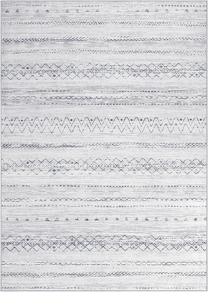 cotiled 5x8 Area Rug Living Room: Washable Boho Rugs with Non Slip Backing Large Soft Indoor Stain Resistant Carpet for Bedroom Farmhouse Dining Room Lightweight Home Decor Grey