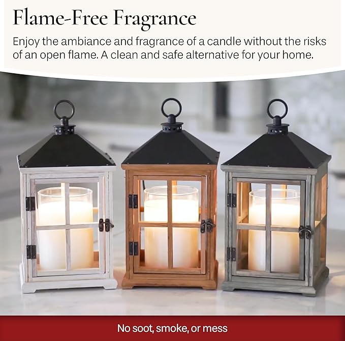 Candle Warmers Etc. White Wooden Farmhouse Lantern – for Top-Down Warming & Flame-Free Fragrance