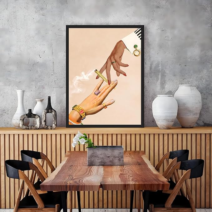 RINMFEO Trippy Deep Talks Wall Art Print Funky Decor Retro Collage Art Psychedelic Vintage Poster Mindful Aesthetic 12x16inch Black frame