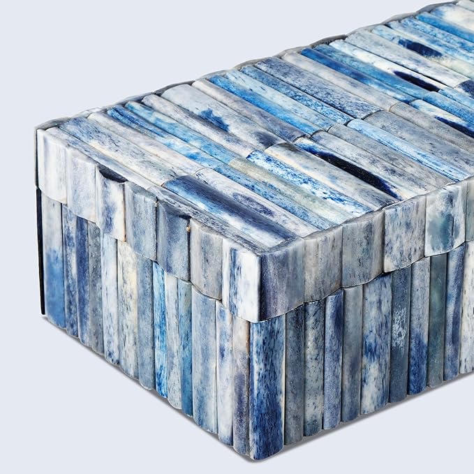Handicrafts Home Decorative Storage Box 10x4.5 – Remote Control Holder, Jewelry Organizer, Modern Decorative Box with Lid, Boho Chic Home Décor Accent, Vintage Memory Box for Living Room Shelf Décor