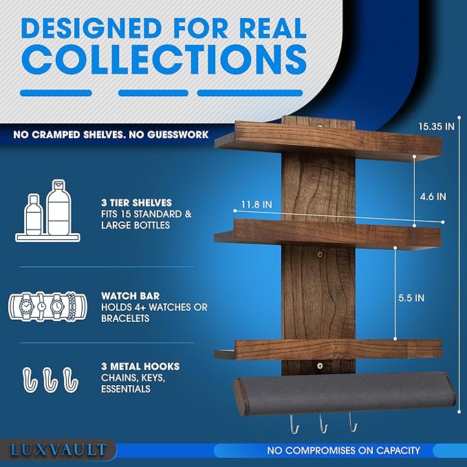 Wall Mounted Cologne Organizer for men, Jewelry and Perfume Organizer for women, Organizador de Perfumes, Perfume Shelf for wall, Estante Para Perfumes, Cologne Shelf, Fragrance Holder