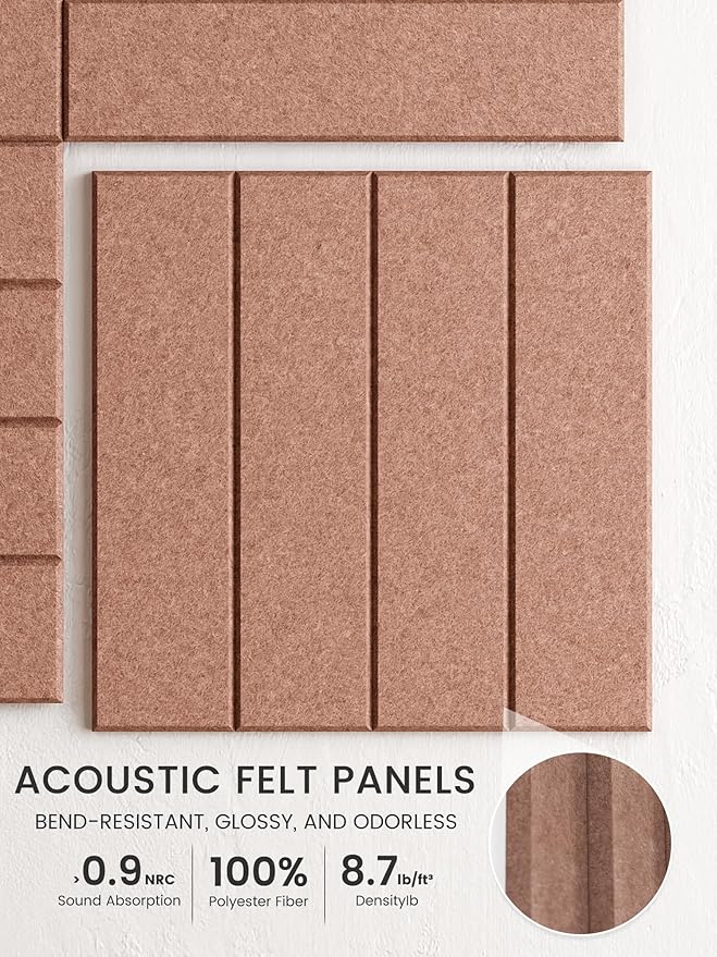 Bumusty Large Cork Board Alternative-48 x 36" Felt Bulletin Board Tiles, with 30 Pushpins, 70 Adhesive Tabs, Bold-Stripe 12-Pack, Cork Boards for Office Push Pin Board Felt Board-Terracotta