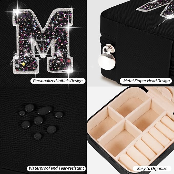 Uygafly Travel Jewelry Case - Mothers Day Gifts for Mom,Mom Gifts from Daughter,Gifts for Mom,Gifts for Wife Sister Her,Birthday Gift for Mom,Mother in Law Gift,Mama Gifts Idea | Black,M