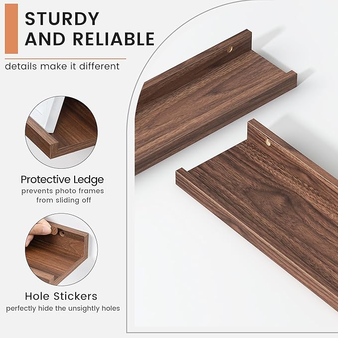 FLYJOE Floating Picture Ledge Shelves for Wall Set of 4, 36 Inch Wall Shelves with Lip Long Large Nursery Book Shelf for Toys Storage Kids Bookshelf Wall Mounted Living Room Bedroom Decor Frames