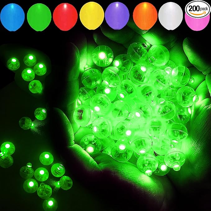 200pcs LED Green Balloon Lights, Round LED Mini Lights for Paper Lantern Balloon Birthday Party Event Indoor Outdoor Wedding Decoration Halloween Christmas Supplies