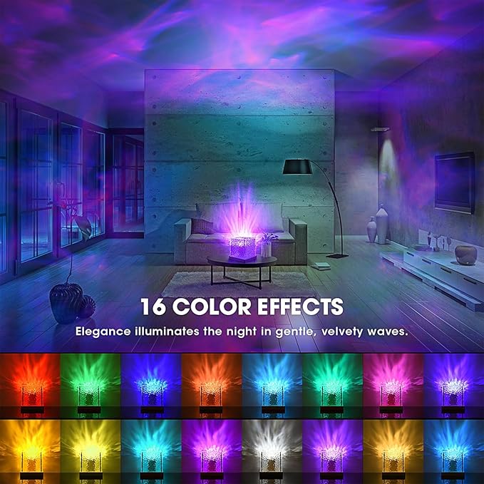 Northern Lights Projector - Rotating Ocean Wave Projector,16 Colors Changing Water Wave Lamp with Remote for Bathroom, Bedroom, Kids Room, Party, Bars, Game Rooms (Large Ocean)