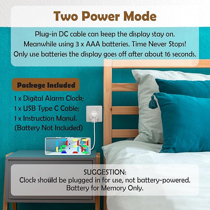 Small Digital Alarm Clock, Mirror Surface LED Electronic Clocks with Large Display, Adjustable Brightness and Snooze Model for Bedroom, Desk, Office, Whitecase Green Digit