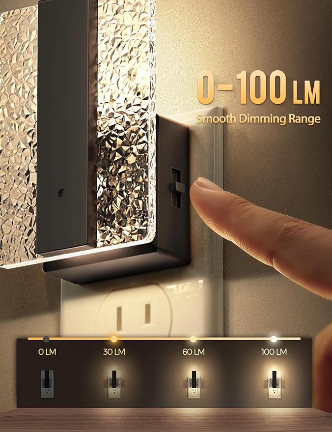 DORESshop LED Night Lights Plug Into Wall [2 Packs], Decorative Night Light with Dusk-to-Dawn Sensor, Dimmable Nightlights, Adjustable Brightness Night-Lights for Bathroom, Hallway, Bedroom,Stairway