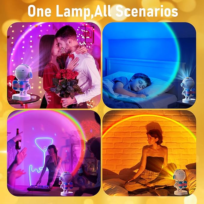 XEBKOR Astronaut Sunset Lamp Projector - 720° Magnetic Rotating RGB LED Night Light, 16M Colors Smart APP Control, Aesthetic Room Decor & Mood Lighting, Unique Space Gifts for Kids Teen Girls Adults
