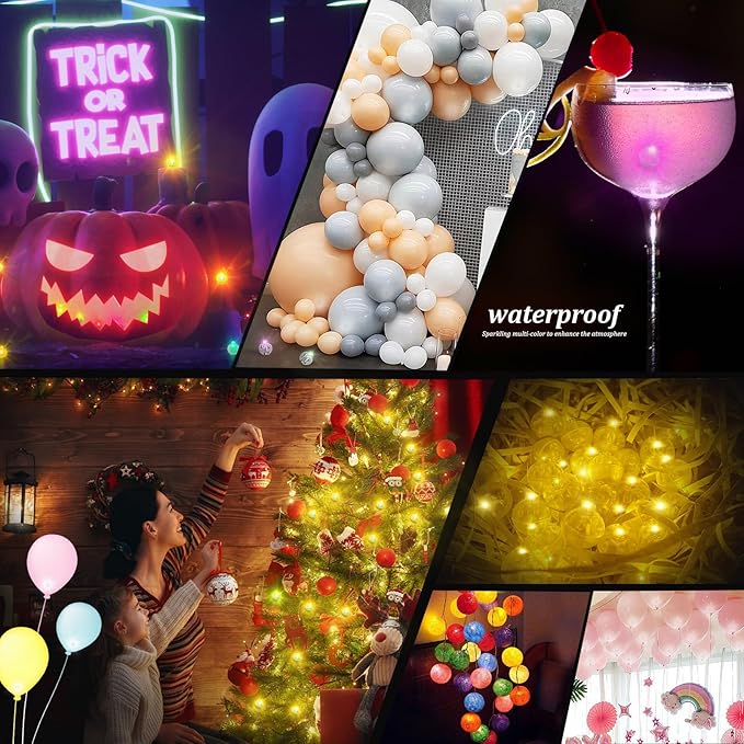 200pcs Yellow LED Balloon Light, Tiny Led Lights Round LED Ball Lamp for Balloons Birthday Party Event Fun Indoor Outdoor Wedding Decoration Halloween Christmas Supplies