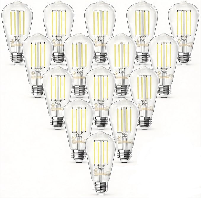 TJOY 20 Pack E26 Base Vintage LED Edison Light Bulbs, 60W Equivalent, Dimmable, 5000K Daylight White, 8W ST58 LED Filament Bulbs, 800Lumens, CRI80+, Antique Glass Style for Home, Bedroom, Farmhouse