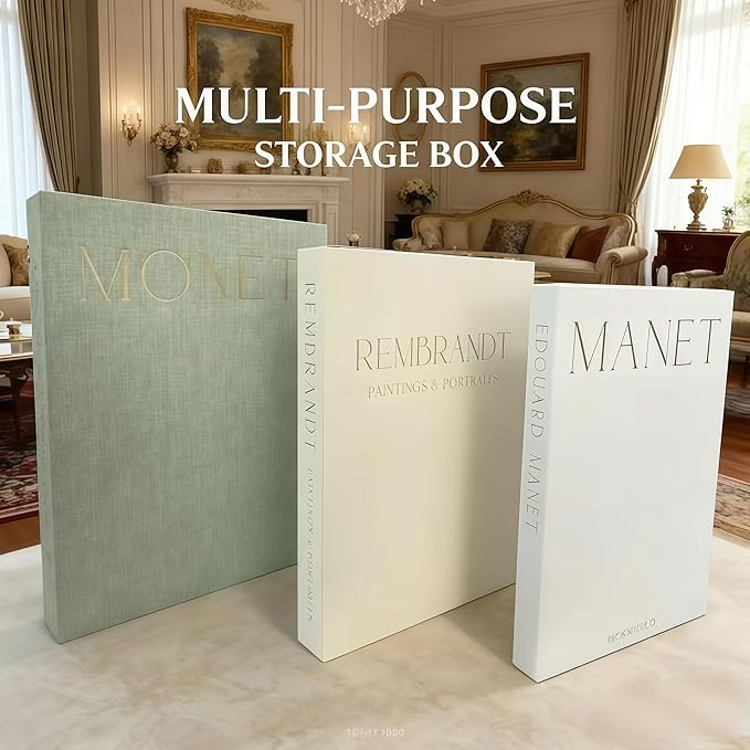 Decorative Books for Home Decor - Set of 3 Linen Fabric Fake Books with Hidden Storage, Faux Coffee Table Books for Shelves, Aesthetic Book Boxes for Entryway, Modern Farmhouse Decor