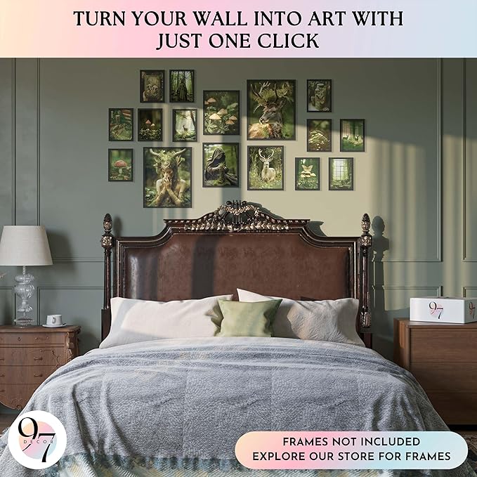 97 Decor Large 11x14 Nature Goblincore Decor - Large Fantasy Wall Art Prints, Magical Forest Posters For Room Aesthetic, Fairycore Pictures Cottage Core Wall Art Therian Prints For Bedroom (Unframed)