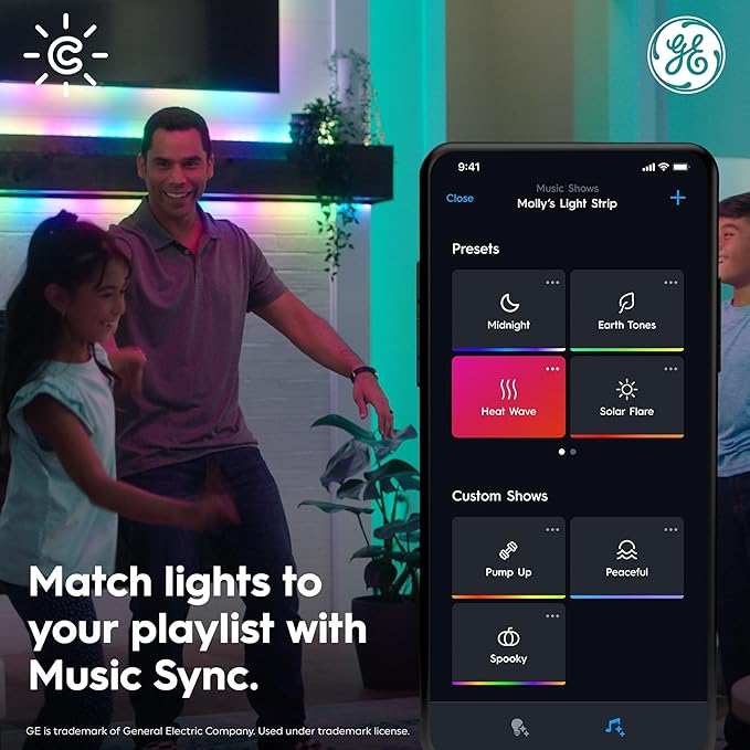Cync GE Dynamic Effects Smart LED Light Strip with Music Sync, Color Changing Outdoor Light Strip, Compatible with Alexa and Google Home, 16ft Waterproof Light + Power Supply