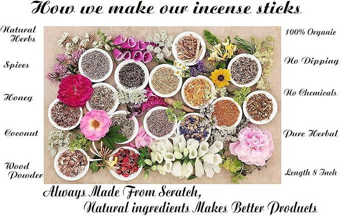 Incense Sticks Variety Pack with Wooden Holder | Nag Champa, Rose, Lavender, White Sage, Frankincense, Palo Santo & Sandalwood | Hand-Rolled Masala Incense