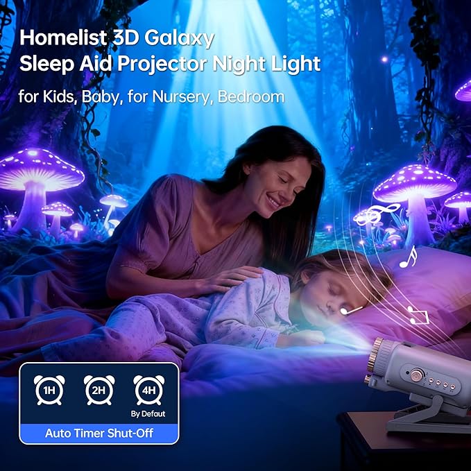 Homelist Sleep Aid Night Light for Kids & Adults with White Noise & Bluetooth Speaker, 60 Scenes Galaxy Star Projector Light Gifts for Bedroom Relaxation, Party, Birthday, White