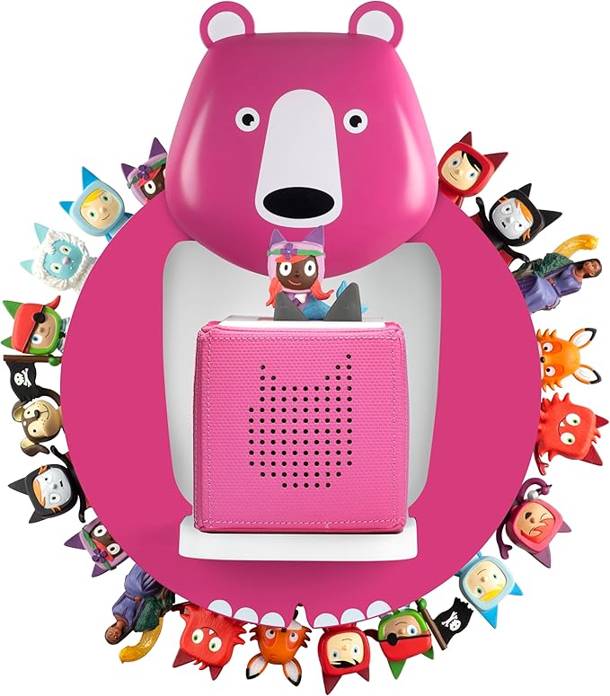 TonieBox Storage,Tonies Storage Shelf,Creative Bear Design Children's Magnetic Tonies Shelf,30-40pcs Tonies Figures Floating Shelf for Tonies Figures Display (Rose red).