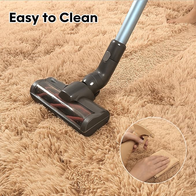 Fluffy Plush Shag Rug 5x7, Ultra Soft Rug for Living Room Bedroom, Non-Slip Fuzzy Area Rug for Living Room, Carpet for Girl Boy Kids,Modern Indoor Home Decor Aesthetic,Beige