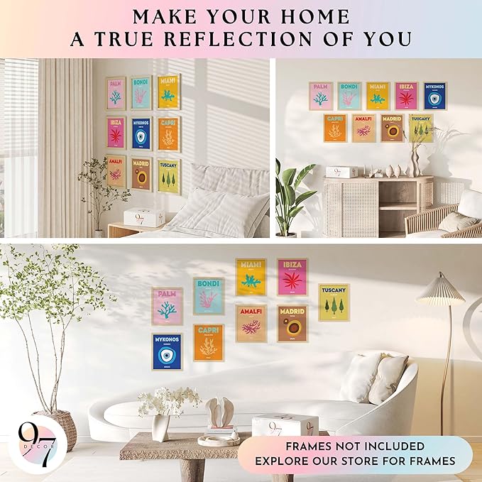 97 Decor Colorful Room Decor - Hot Pink and Orange Preppy Posters for Room Aesthetic, Maximalist Pictures for Wall, Quirky Wall Decor for Bedroom Teen Girl Dorm (8x10 Unframed)