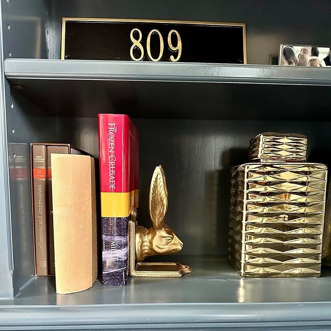 Fox Run Rabbit Decorative Bookend Set, 100% Iron, 4.7" x 4" x 8.6" Heavy Bookends