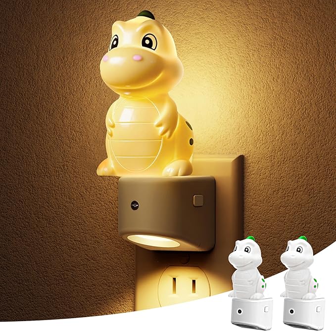 L LOHAS LED Night Light for Kids, 3D Dinosaur Night Light Plug in, Dusk to Dawn Nursery Night Lights, RGB+Soft White 3000K, 3 Lighting Modes, Room Decor, Children