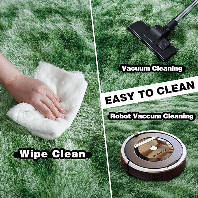 5x7 Fluffy Fuzzy Area Rug for Living Room Bedroom, Ultra Soft Rugs for Living Room, Modern Shaggy Carpets Rug for Boys Girls Dorm Nursery Home Decor Aesthetic, Upgrade Non-Slip Durable, Tie-Dyed Green