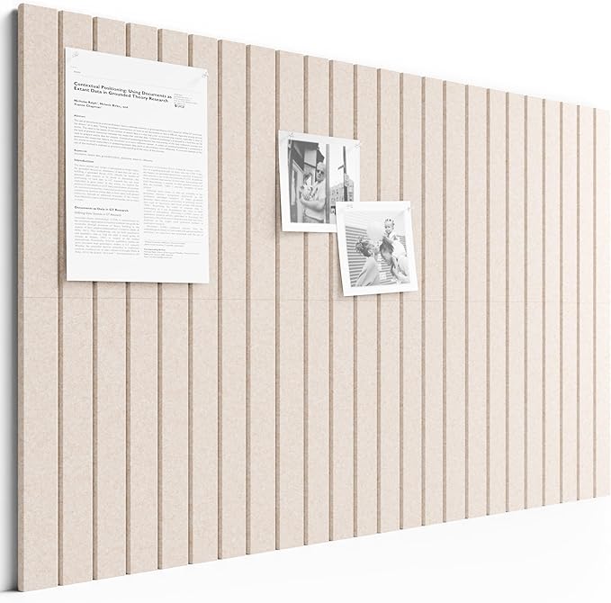 Bumusty Large Cork Board Alternative-36 x 24" Felt Bulletin Board Tiles, with 30 Pushpins, 40 Adhesive Tabs, Fine-Stripe 6-Pack, Cork Boards for Office Push Pin Board Felt Board-Oatmeal