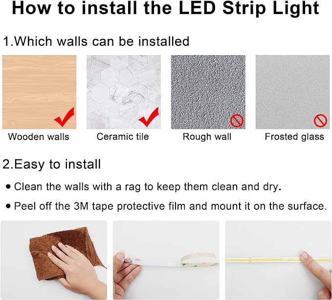AXMOTUT COB LED Strip Light Warm White, High Bright LED Strips with 2400LEDs, RF Remote and UL Power Supply, 3000K Dimmable LED Lights for Bedroom, Kitchen, DIY Home Decoration