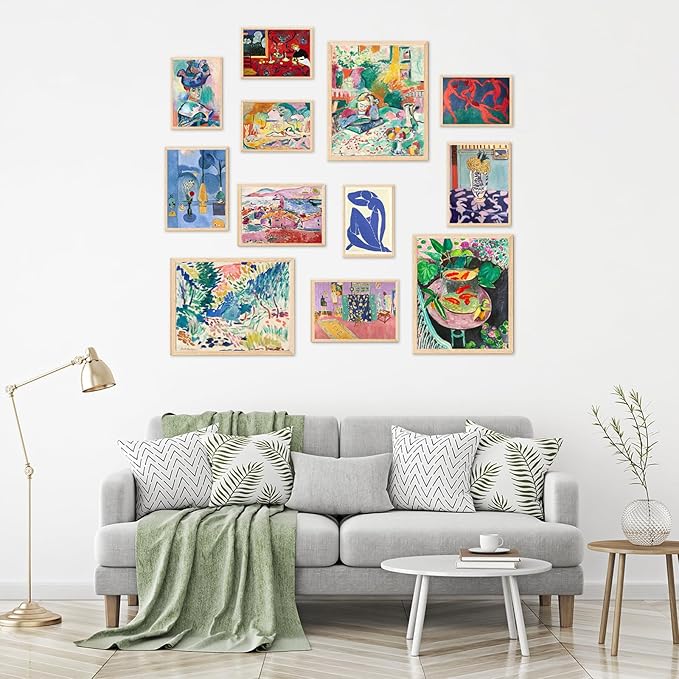 Matisse Wall Art Prints, Matisse Canvas Wall Art Decor, Vintage Eclectic Wall Posters Set, Colorful Matisse Abstract Painting Wall Decor Aesthetic for Bedroom Living Room Collage Decor 12Pcs(Unframed)