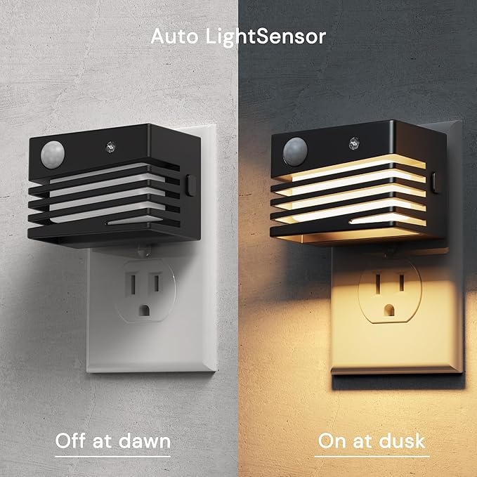 L LOHAS LED Night Lights Plug into Wall, 3 Mode Dimmable Plug in Night Light with Motion Sensor, Adjustable Brightness, 3000K Soft White for Bedroom Bathroom Hallway