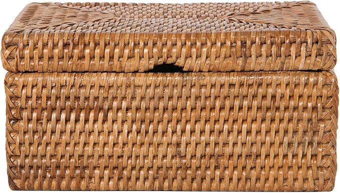 La Jolla Rattan Storage Box for Wet Wipes, Jewelery and More (Honey-Brown)