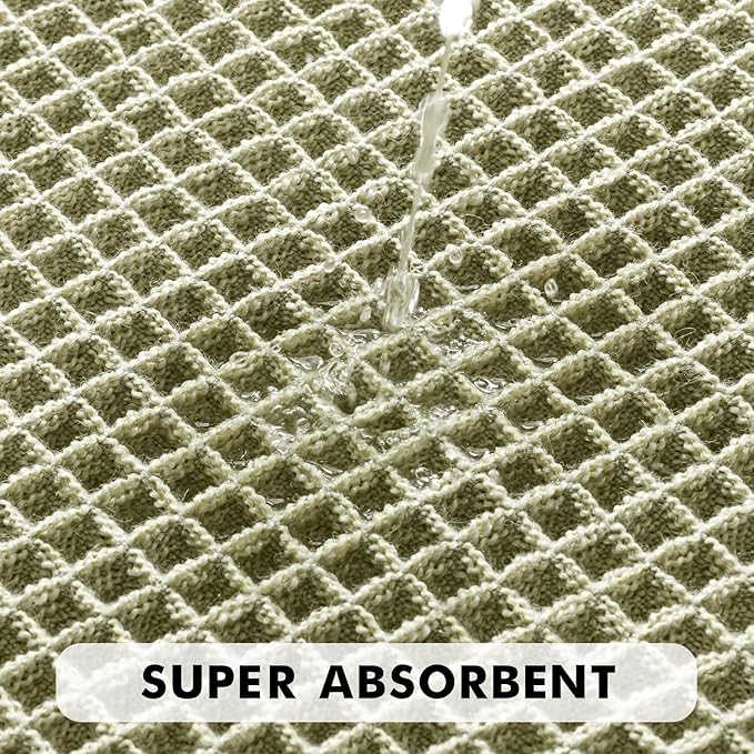 MIULEE Set of 2 Waffle Bathroom Rugs, Boho Bath Rugs Non Slip Washable, Super Absorbent Bath Mats, Ultra Soft Rubber Backed Shower Mats for Bathroom Floor, Tub and Shower, Sage Green, 18x30 Inch