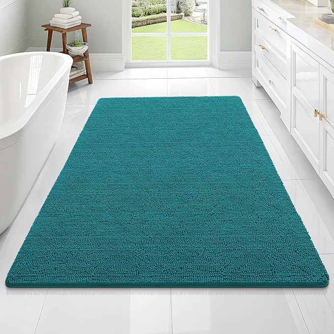 OLANLY Large Bathroom Rugs 70x46, Extra Soft Absorbent Chenille Bath Rugs, Rubber Backing Quick Dry, Machine Washable Bath Mats for Bathroom Floor, Tub and Shower, Home Decor Accessories, Deep Lake