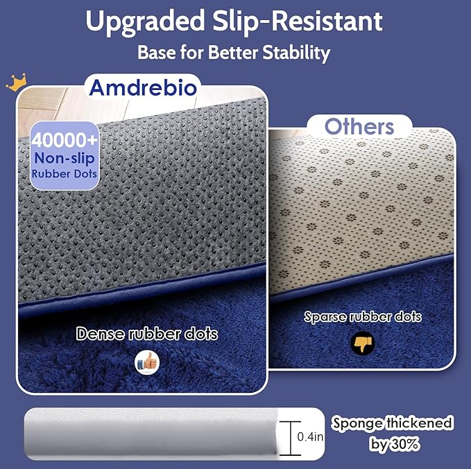 Amdrebio Navy Blue Area Rugs for Boys Bedroom, Fluffy Shag Furry Bedside Rug for Kids Room, Living Room Decor Aesthetic, Cute Throw Royal Dark Blue Carpet for Baby Nursery Office Dorm Playroom, 4x6