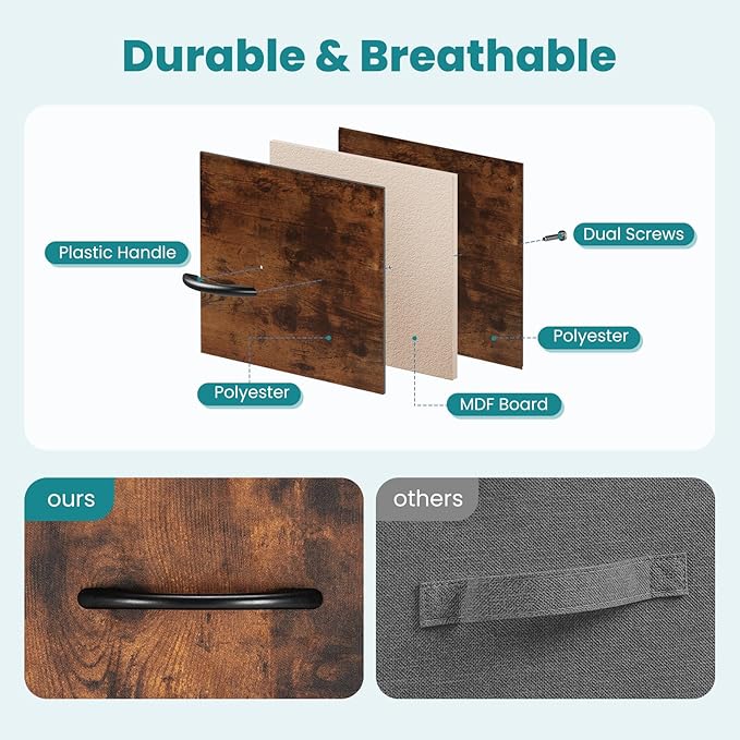 OLIXIS 7 Drawer Dresser for Bedroom, Wide Fabric Storage Tower with Wooden Top and Metal Frame, Closet Chest Organizer Furniture, TV Stand for Living Room Hallway, Rust Brown