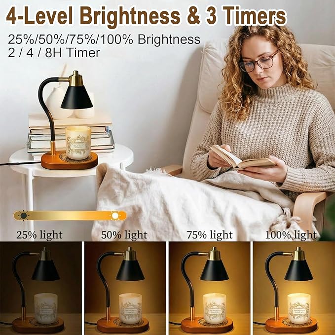 Candle Warmer Lamp with Timer and Wireless Remote Control, Gifts for Women, House Warming Gifts New Home Decor, Adjusting different shapes Adjustable Candle Light, for Jar Candles with 2 * 50W Bulbs