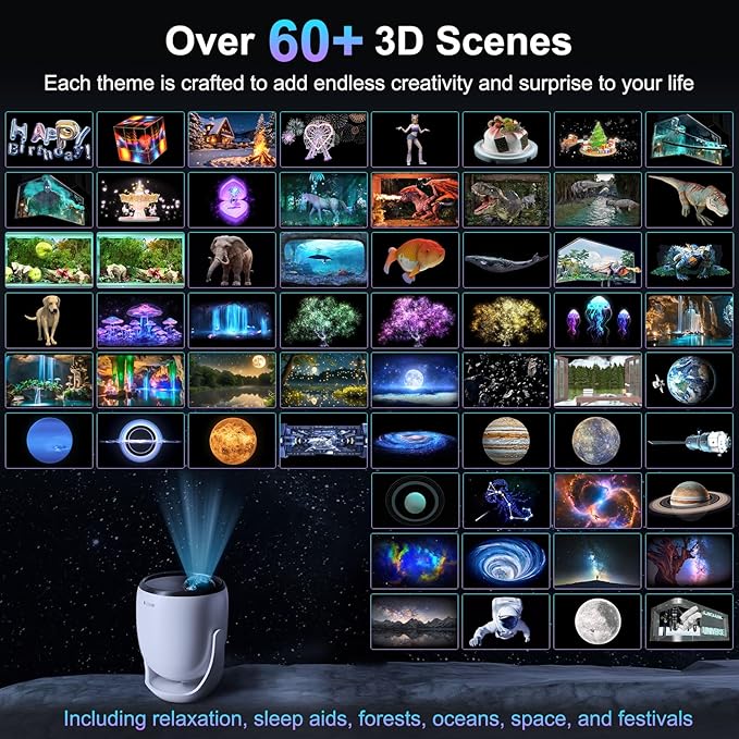 M METERXITY Star Projector, Star Light with Naked Eye 3D Technology 60+ Scene Modes, Bluetooth Speaker Night Light Projector for Home, Bedroom, Ceiling, Party, Gifts, Christmas, New Year