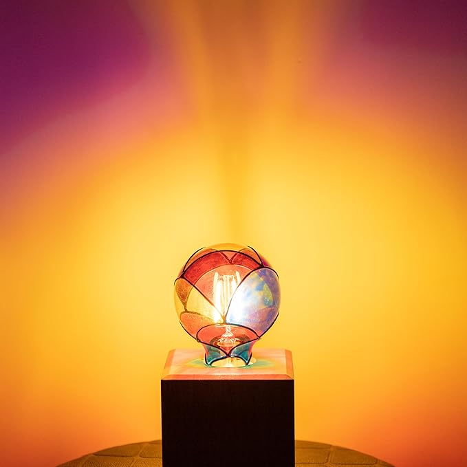 Stained Glass Light Bulb, Rainbow Painted, 4W 120V, Multi Colored Indoor, Fun Romantic, Unique Decorative